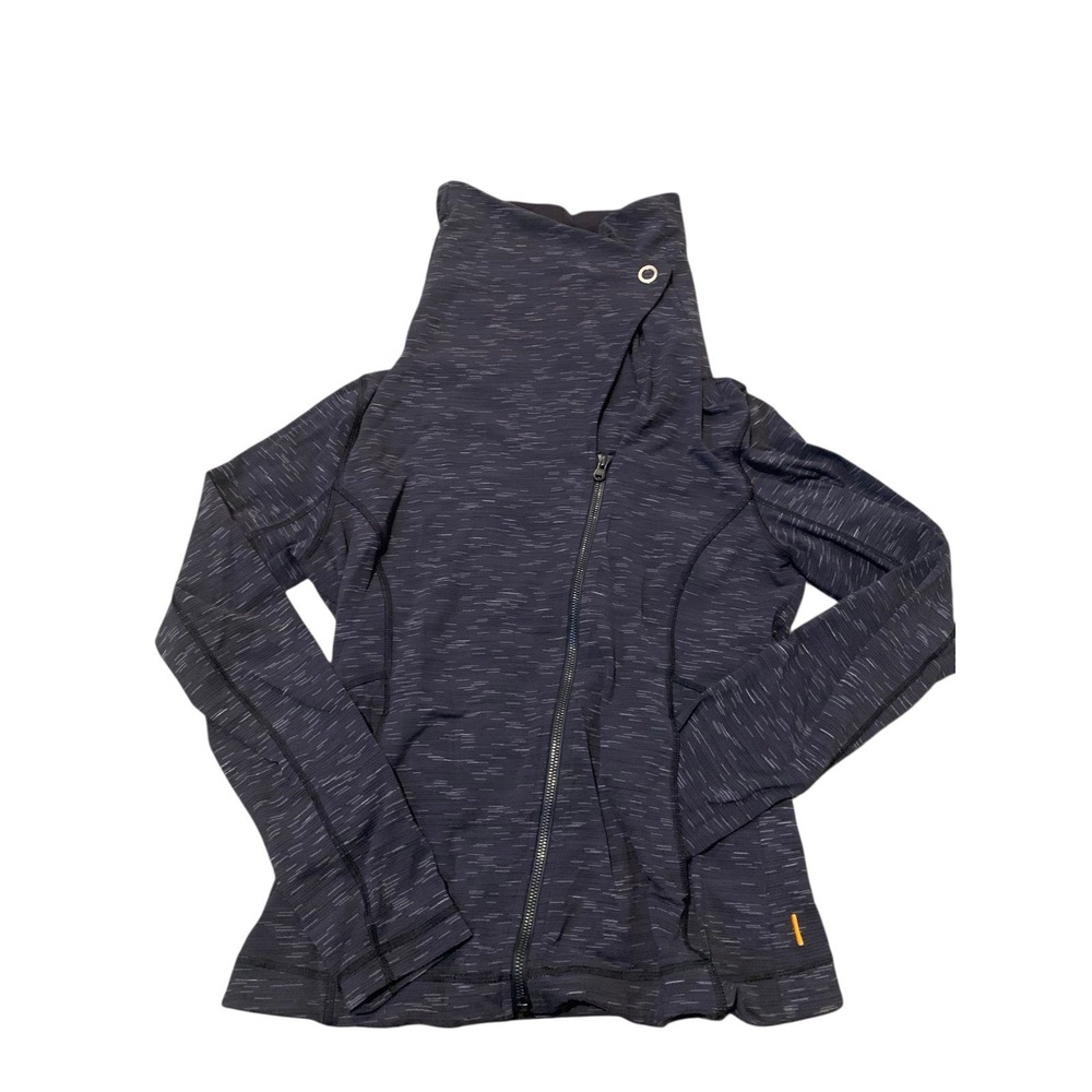 Lucy Activewear Space Dye Full Zip Jacket Snap Collar Gray M